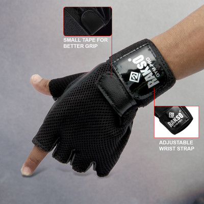 Rakso GYM PRO Weight Lifting Gym Gloves For Men Women with WRIST support Gym & Fitness Gloves(Black)