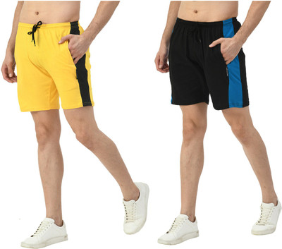 Indistar Solid, Color Block Men Multicolor Bermuda Shorts