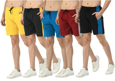 Indistar Solid, Color Block Men Multicolor Bermuda Shorts