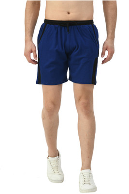 KAVYA Solid Men Blue Bermuda Shorts