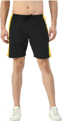 Indistar Solid Men Yellow, Dark Grey Bermuda Shorts