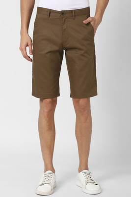 Peter England University Solid Men Brown Regular Shorts