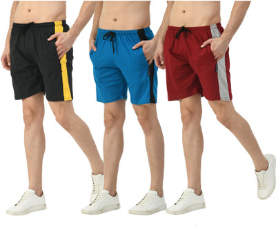 IndiWeaves Solid Men Multicolor Bermuda Shorts