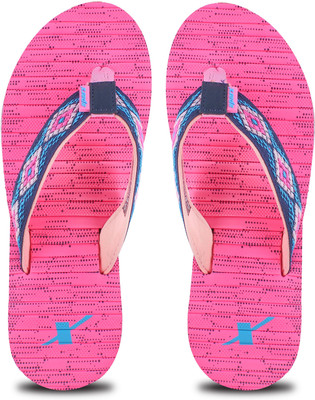 Sparx Women Flip Flops(Pink, Navy , 7)
