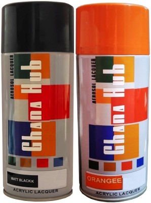 GHANA HUB PREMIUM CUBE F1 DOUBLE MATT BLACK AND ORANGE Spray Paint 900 ml(Pack of 2)