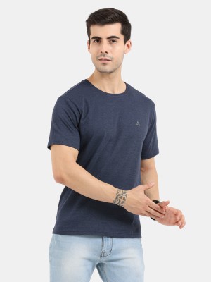 ARDEUR Solid Men Round Neck Dark Blue T-Shirt