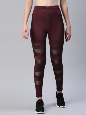 BLINKIN Self Design Women Maroon Tights