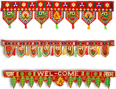 VISHVA ENTERPRISE Toran Traditional Door Hanging for Home Decor(Pack of 3) Toran(Velvet, Fabric)