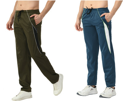 Indistar Striped Men Green, Blue Track Pants
