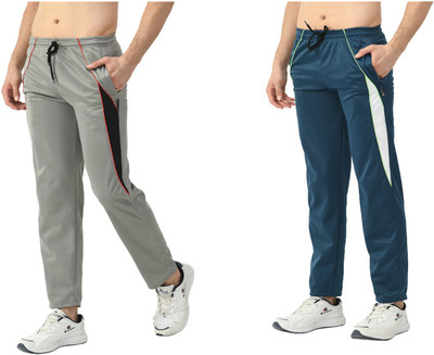 Indistar Colorblock Men Grey, Dark Blue Track Pants