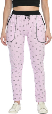 Indistar Printed Women Purple Track Pants