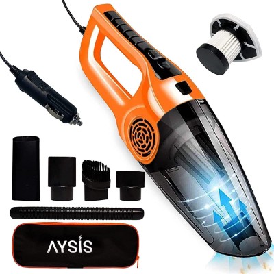 Keekos Portable Handheld 12V High Power 120W Auto Vacuum Cleaner Wet Dry Dual-Use Car Vacuum Cleaner with 2 in 1 Mopping and Vacuum(Black & Orange)