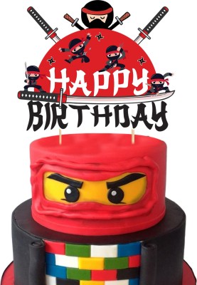 ZYOZI Ninja Cake Topper Happy Birthday Cake Decoration Nijia Theme Boys Cake Topper(red Pack of 1)