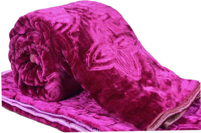 pgk Floral Double AC Blanket for  AC Room(Polyester, Purple)