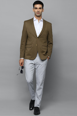 Allen Solly Solid Single Breasted Casual Men Blazer(Brown)