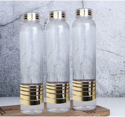 Nexshop ™Transparent Golden Bottle for Fridge, for Home Office Gym 1000 ml Bottle 3pcs 1000 ml Bottle(Pack of 3, White, Plastic)