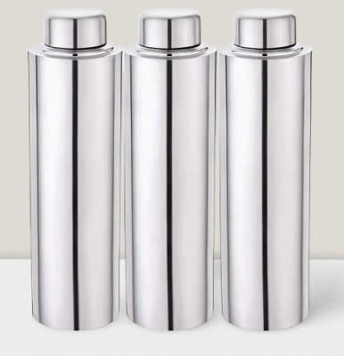FASTAGE DENVAR Stainless Steel Water Bottle Fridge/Sports/Gym/Office1000ml(Pack-3) 1000 ml Bottle(Pack of 3, Steel/Chrome, Steel)