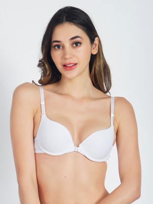 WOO Women Plunge Lightly Padded Bra(White)