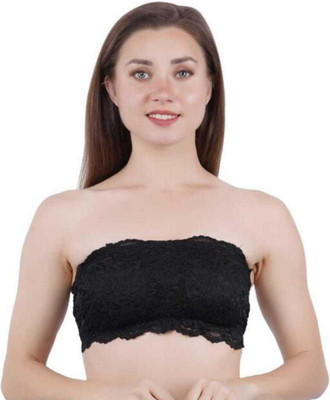 Ronic Collections Women Bandeau/Tube Lightly Padded Bra(Black)