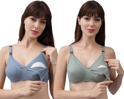 SPUNN Women's Maternity / Nursing Comfortable Breastfeeding Bra Combo Women Maternity/Nursing Non Padded Bra(Green)