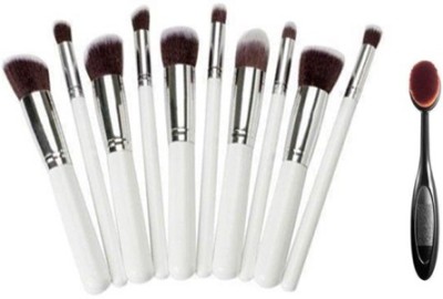 The Blue Horse Silver Makeup Brush and Brush Combo Pack of 2(Pack of 10)