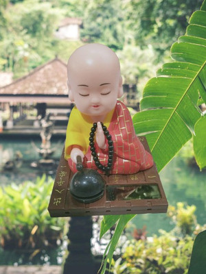 gandak Monk Solar Powered Shaking Head Buddhist Car/Bus/Truck/Office/ Dashboard 12cm Car Hanging Ornament(Pack of 1)