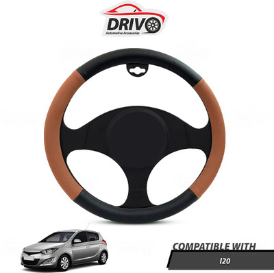Drivo Steering Cover For Hyundai i20(Black, Tan, Leatherite)