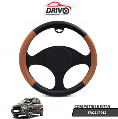 Drivo Steering Cover For Toyota Etios Cross(Black, Tan, Leatherite)