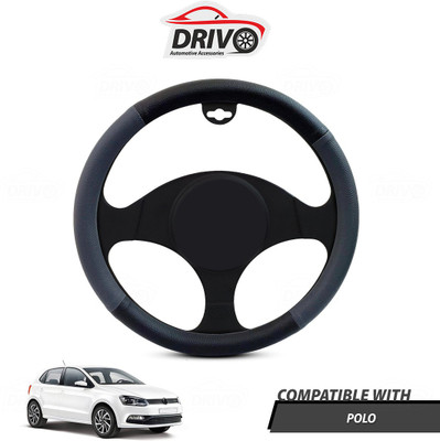 Drivo Steering Cover For Volkswagen Polo(Black, Grey, Leatherite)