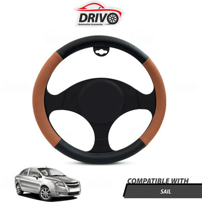 Drivo Steering Cover For Chevrolet Sail(Black, Tan, Leatherite)