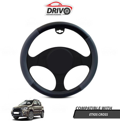 Drivo Steering Cover For Toyota Etios Cross(Black, Grey, Leatherite)