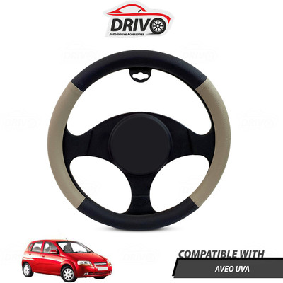 Drivo Steering Cover For Chevrolet Aveo UVA(Black, Beige, Leatherite)