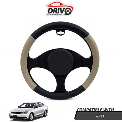 Drivo Steering Cover For Volkswagen Jetta(Black, Beige, Leatherite)