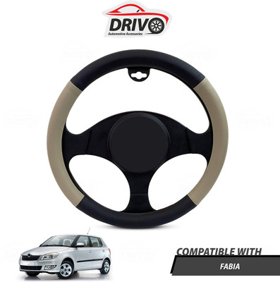 Drivo Steering Cover For Skoda Fabia(Black, Beige, Leatherite)