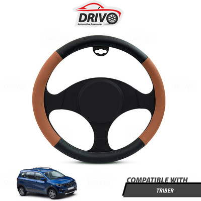 Drivo Steering Cover For Renault Universal For Car(Black, Tan, Leatherite)