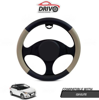 Drivo Steering Cover For Hyundai Elite i20(Black, Beige, Leatherite)