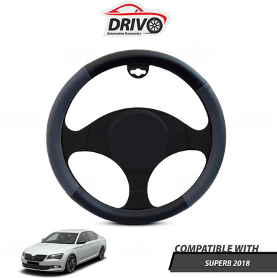 Drivo Steering Cover For Skoda Superb(Black, Grey, Leatherite)