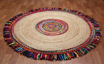 RUDRA ENTERPRISE Red Jute Carpet(3 ft,  X 3 ft, Circle)