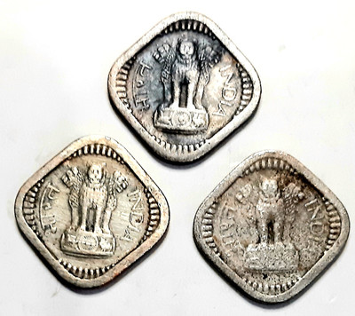 HSP Old Indian 5 Paisa Coin Year 1957,1961,1963. (Pack of 3 Coins) Medieval Coin Collection(3 Coins)