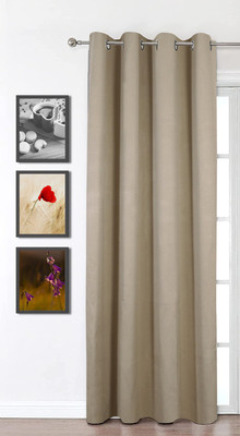 HOMEMONDE 213 cm (7 ft) Door Polyester Semi Transparent Curtain Single Curtain(Beige, Solid)