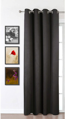 HOMEMONDE 121 cm (4 ft) Polyester Semi Transparent Window Curtain Single Curtain(Solid, Dark Grey)