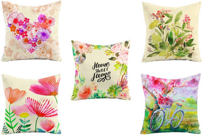 YELLOW SHINE MART Polyester Cushions Cover(30 cm*30 cm, Pack of 5, White, Blue)