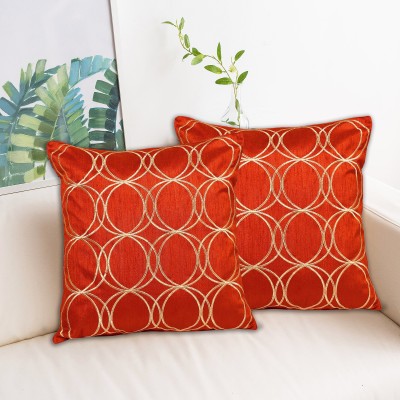 INDHOME LIFE Embroidered Cushions Cover(Pack of 2, 40 cm*40 cm, Orange)