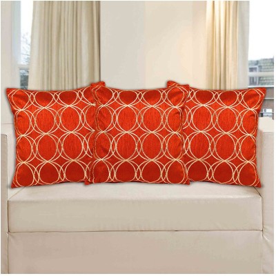 INDHOME LIFE Embroidered Cushions Cover(Pack of 3, 40 cm*40 cm, Orange)