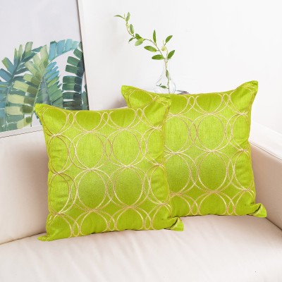 INDHOME LIFE Embroidered Cushions Cover(Pack of 2, 40 cm*40 cm, Green)