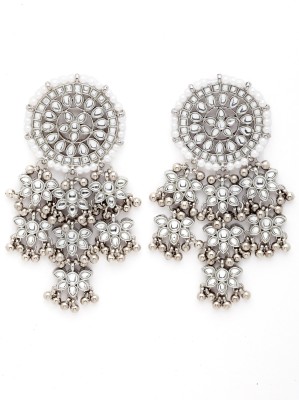 Karatcart Oxidised Silver Floral Kundan Beads Alloy Drops & Danglers
