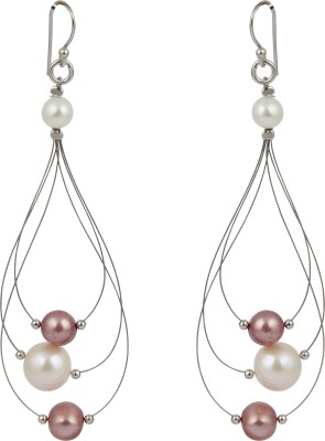 PearlzGallery White Pink Freshwater Pearl 925 Sterling Silver Earrings for Girls & Women Sterling Silver Drops & Danglers