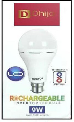 Dhija 9 Watt Inverter Rechargeable Led Bulb AC / DC Emergency Bulb (White) 1 Pcs Bulb 8 hrs Bulb Emergency Light(White)