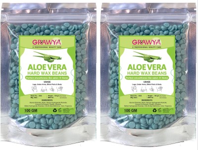 Grawya Professional Natural Aloevera Hard Wax Beans For Beauty Skin 100 Gram (Pack of 2 Wax(200 g, Set of 2)