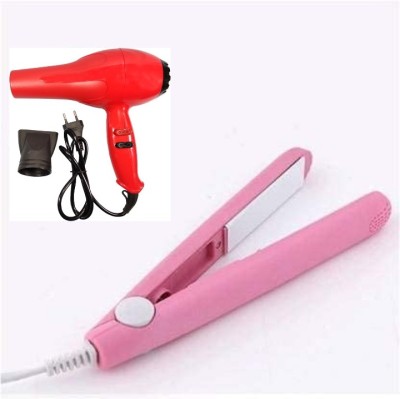 RIBQO minii hair straightener with 6130 Hair Straightener(Red, Black)